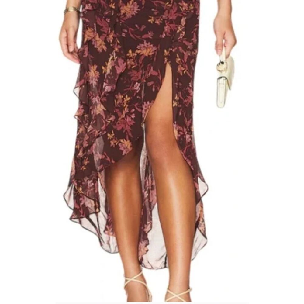 Free People Skirt Flounce Around Floral Midi Ruffle High Low 6